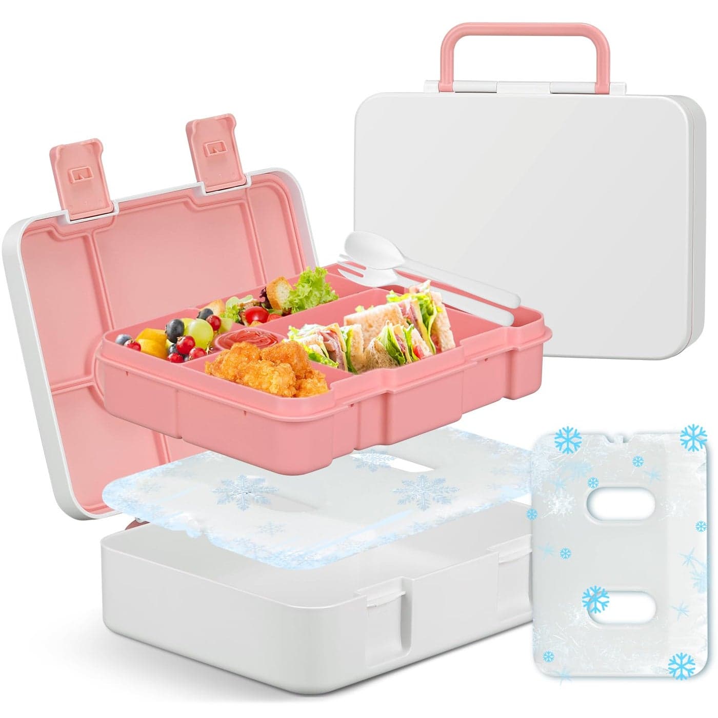 JOOPETALK Chill Bento Lunch Box for Kids Adult with Ice Pack6Compartment Reusable Leakproof Lunch Container for Girls Boys to SchoolKeep Food ColdFreshDishwasher Freezer Safe
