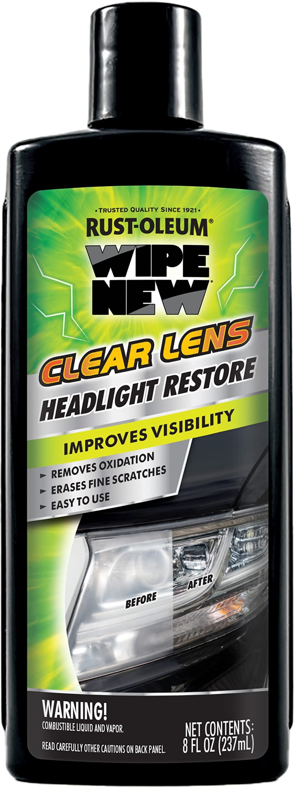 Wipe New RustOleum 381403 Clear Lens Headlight Restore 8 oz Black