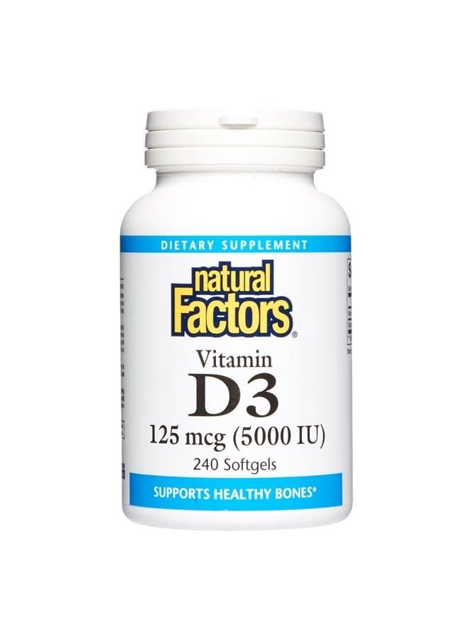 , Vitamin D3 5000 IU (125 mcg), Supports Strong Bones, Muscles and Immune Function, 240 Softgels