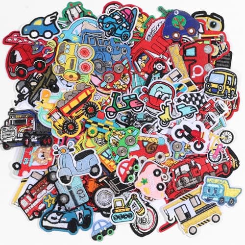 60PCS Car Embroidered Iron on Patches Assorted Toy Cars Sew on Decorative Applique Patches for Kids Clothing Pants Backpacks Hats Jeans