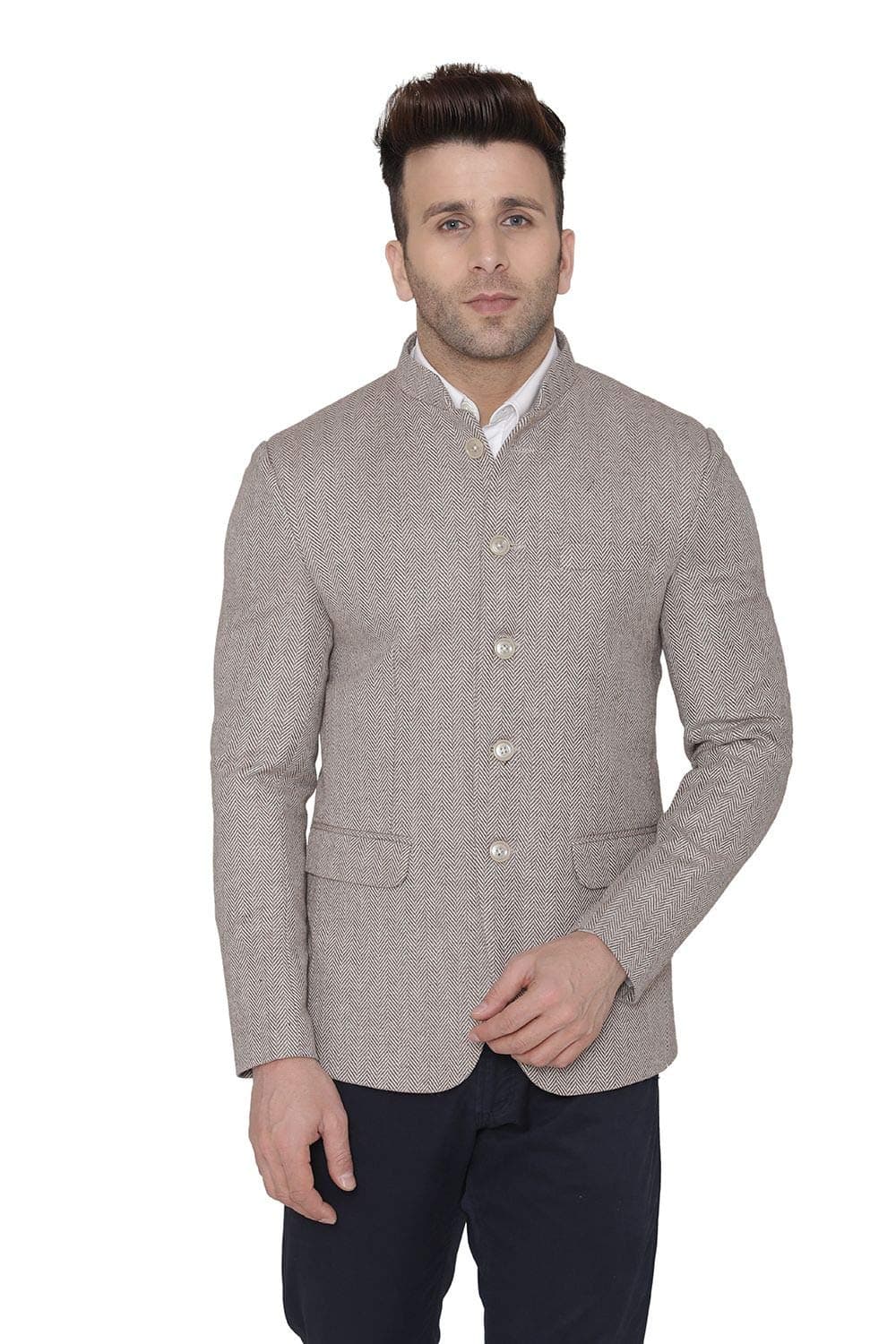 WINTAGE Men's Tweed Casual and Festive Blazer Coat Jacket : Beige1