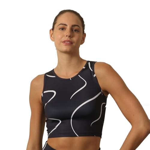 SOIE Women's Sleeveless Quick Dry Printed Athleisure Crop Top(AT-6 P-9 XXL)