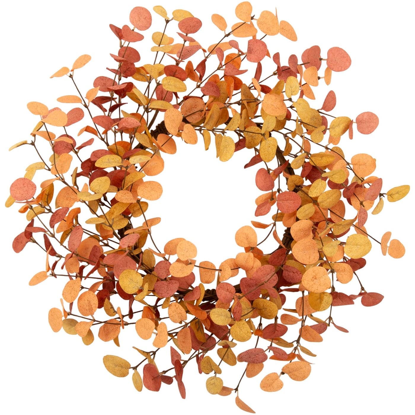 VGIA 18 Inch Eucalyptus Leaves Fall Wreath Artificial Autumn Farmhouse Wreath for Front Door Home Wall and Window Decorations