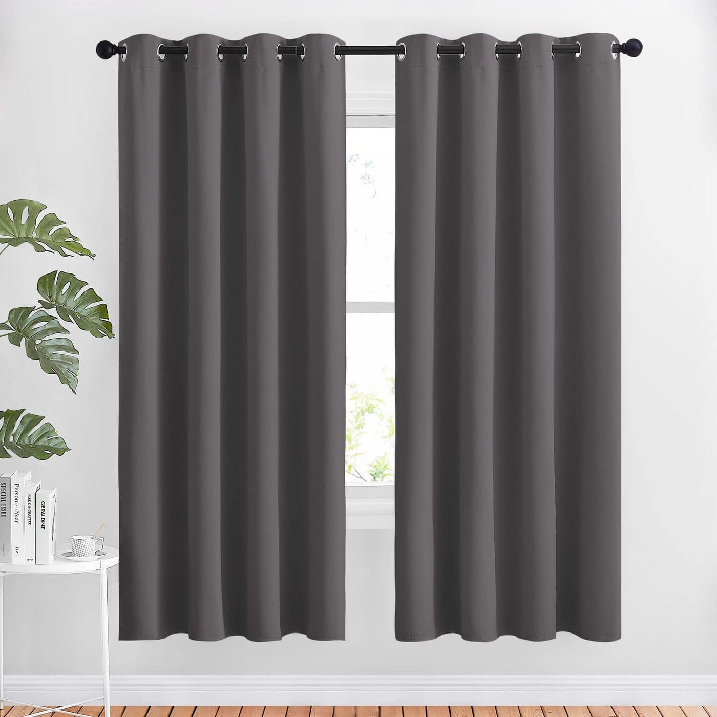 NICETOWN Blackout Thermal Curtains Panels 72 inch Length Grommet Noise Reducing Room Darkening Solid Window Drapes for BedroomLiving Room 2 Panels 52 x 72 Inch Gray