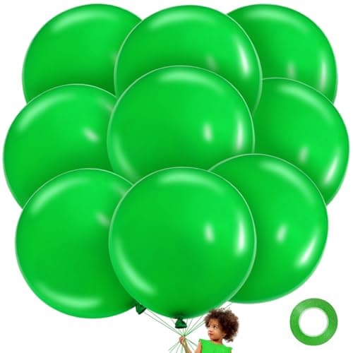 LEEZZIZZ Green Giant Balloons 36 Inch Large Latex Balloons 9 Pcs Jumbo Balloons Bluk for Kids Party Wedding Birthday Supply Decorations