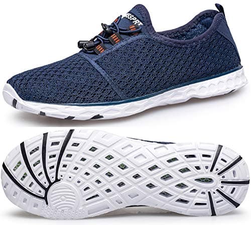 DOUSSPRT Men's Water Shoes Quick Drying Sports Aqua Shoes BlueWhite Size 8.5