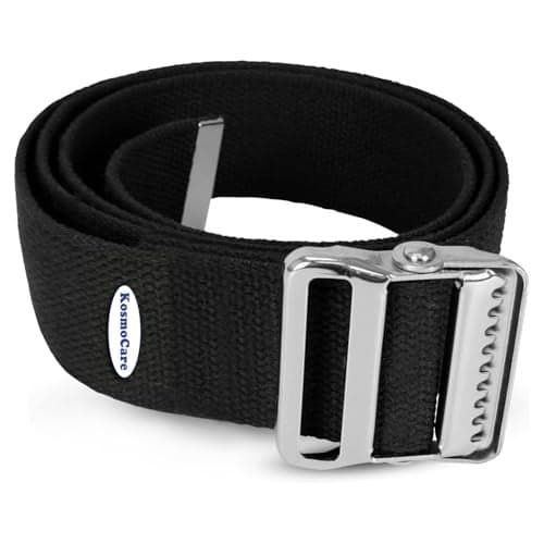 KosmoCare Gait Belt | Transfer Assist with Quick Release Metal Buckle | Medical Safety Strap for Elderly, Disabled & Therapists | 60 Inch Adjustable | Load Capacity 150 kg | Black