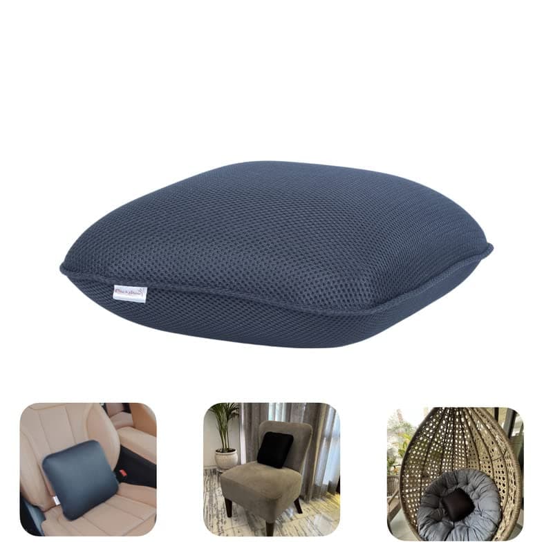 Rise Shine Memory Foam Decorative Square Cushion for Back Support Pain Relief Ideal for Sofa Chair Bed Couch Car with Washable Cover 14x14 Black