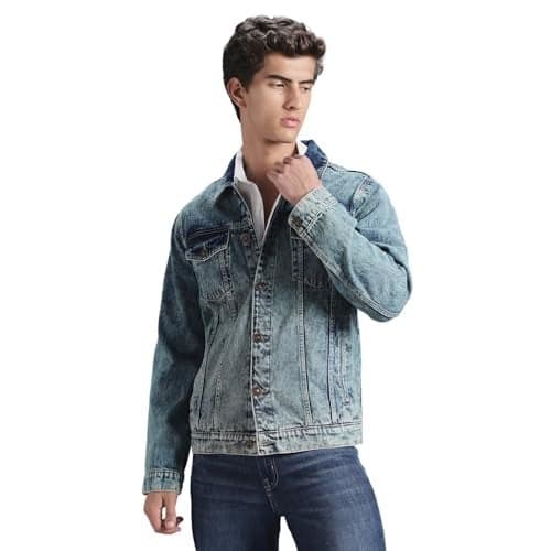 INKD Men's Overdyed Trucker Denim Jacket - Jacket for Men | 100% Cotton | Double Flap Pocket | Regular Fit | Full Sleeve Jacket