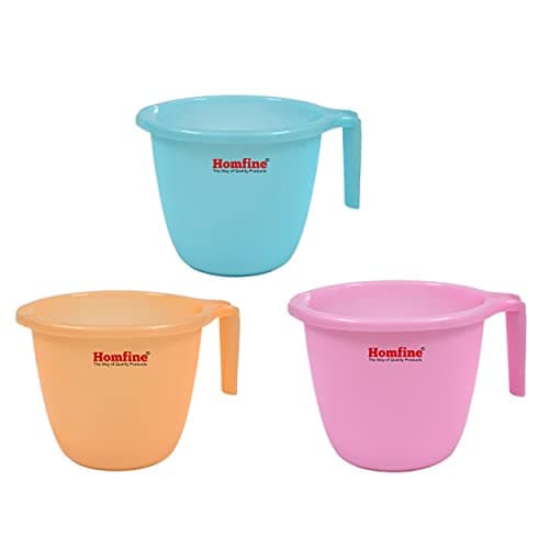 Homfine Combo Set of 3Pcs 1ltr Frosty Bath Mug for Multipurpose Use in Home, Kitchen (3U, Plastic, 1000ml)