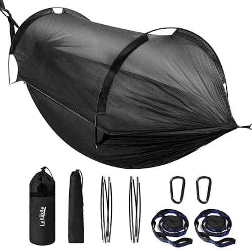 Lulladle Camping Hammock DoubleSingle Hammock Portable with Tree Straps and with Mosquito NetNylon Hanging Hammock Easy Setup and Pack for Outdoor Hiking and Backyard