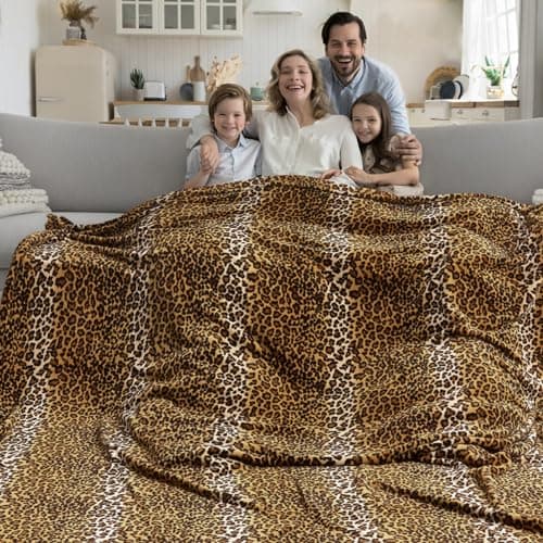 Edenleaf Fleece Queen Size Super Soft Cozy Leopard Print Blanket for Couch Bed, Cheetah Print Blanket for All Seasons 90"x90" (Dark Brown)