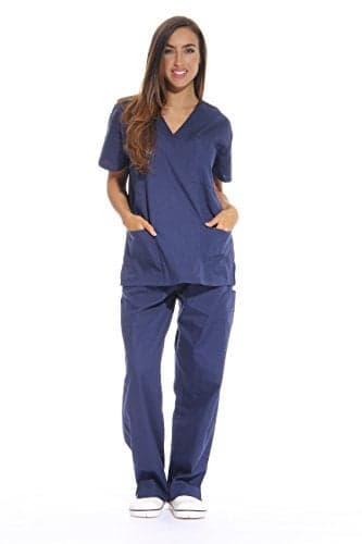 Just Love Women's Scrub Sets Six Pocket Medical Scrubs (V-Neck With Cargo Pant), Navy, 1X