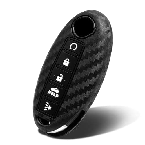 WORCAS Key Fob Cover Case Compatible with Infiniti JX35 Q50 Q60 QX50 QX56 QX60 QX80 5 Button Keyless Entry Remote B5 Carbon Fiber Black 1 Pc