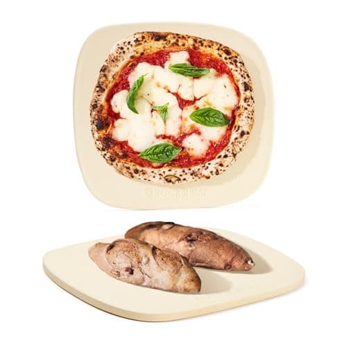 ROCKSHEAT Pizza Stone, 12"x11" Pizza Stones for Oven Grill BBQ, Cordierite Baking Stone for Pizza & Bread & Cookies with Unique Irregular Shape Design