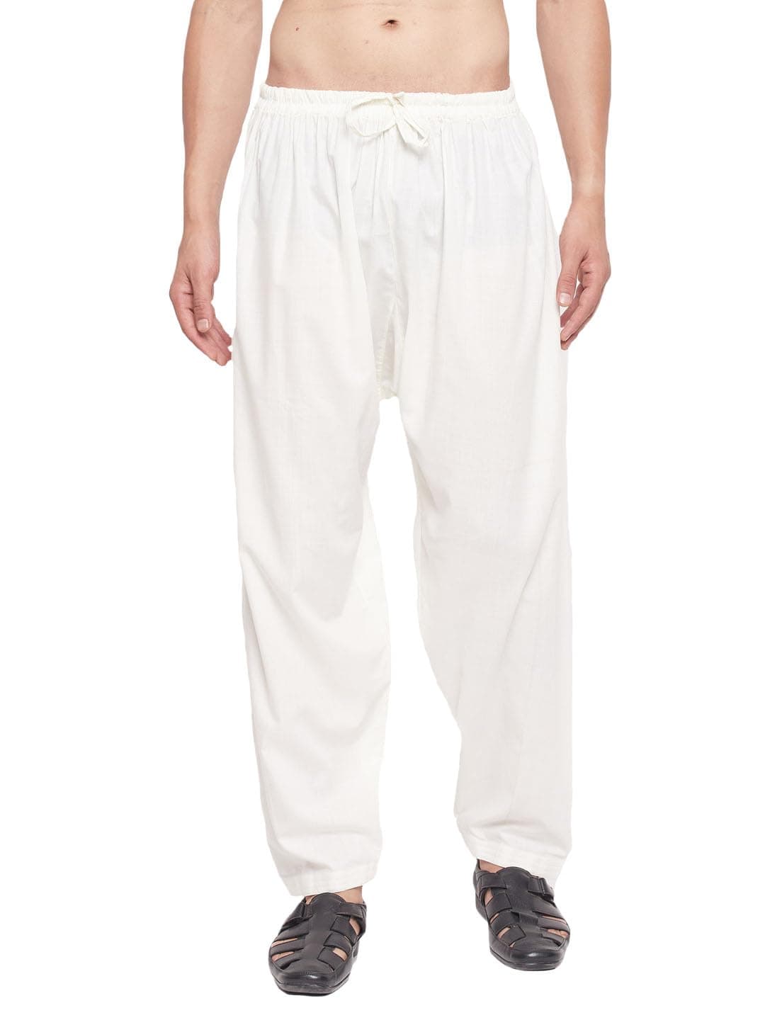 VASTRAMAY Men’s Cream Cotton Patiala Salwar_VASMPTY002CR_38 | Patiala Style Relax Fit | Festive