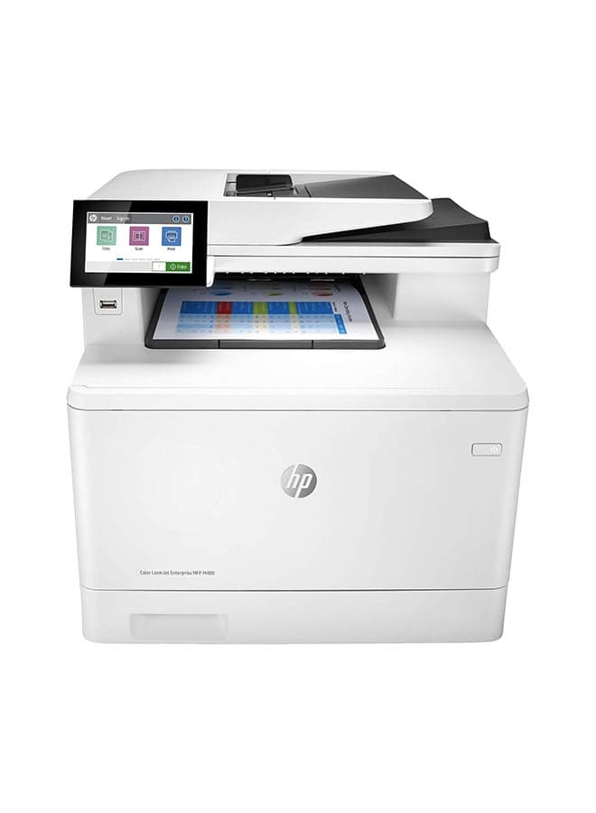 M480F Color LaserJet Enterprise Multifunction Printer, Up To 29ppm Print Speed, Auto Duplex, 4.3'' Color Touch, 50 Sheet ADF, 250 Sheets Input Tray, Print / Copy / Scan / Fax - 3QA55A | White