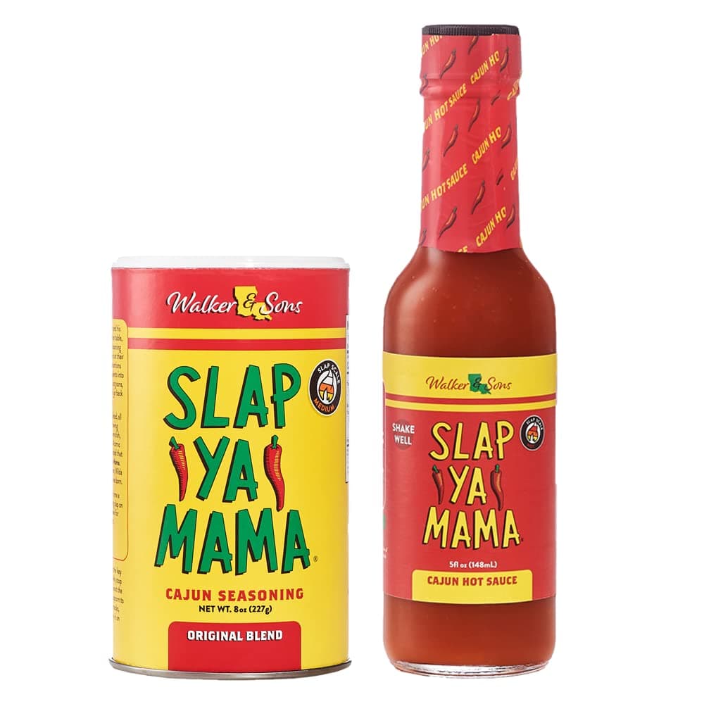 Slap Ya Mama Louisiana Style Variety Pack Cajun Original Blend Spice Mix 8 Ounce Can and Cajun Hot Sauce 5 Ounce Bottle