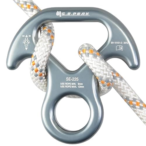 S.E.PEAK 30kN Rescue Figure 8 Descender with Bent-Ear, Rappelling Gear Downhill Equipment Belay Device for Rock Climbing/Aluminum Alloy, Black