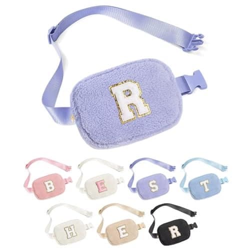 YOOLIFE Initial Crossbody Bag for Girls - Monogrammed Fanny Pack Belt Bag Purse for Teen Girls Kids, Gifts for Girls Teen Daughter Sister, Purple R