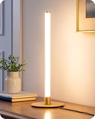 EDISHINE Modern Table Lamp, LED Slim Bedside Lamp with 360° Illumination, Stepless Dimming & 3 Color Temperature, Nightstand Lamp for Bedroom, Living Room, Gold
