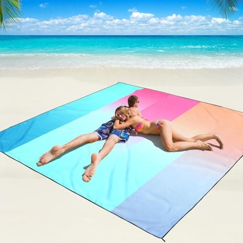 WIWIGO Beach Blanket Waterproof Sandproof Beach Mat 79 X 8310x9for 28 Adults Quick Drying Outdoor Picnic Mat Beach Accessories for Travel Camping Hiking