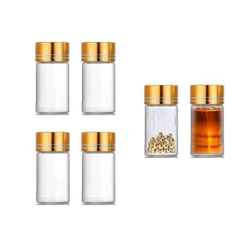 ZGGAZCA 4Pcs Tiny Glass Jars with Lids 2ml Miniature Vials Bottles with Screw Cap Small Clear Vial Containers for Ashes Jar Little Bottle Caps Mini Vile Storage Craft Use 16x26mm