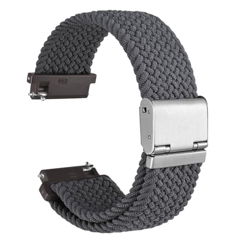 WOCCI 18mm Braided Nylon Watch Band for Men and Women Quick Release Silver Stainless Steel Buckle Grey