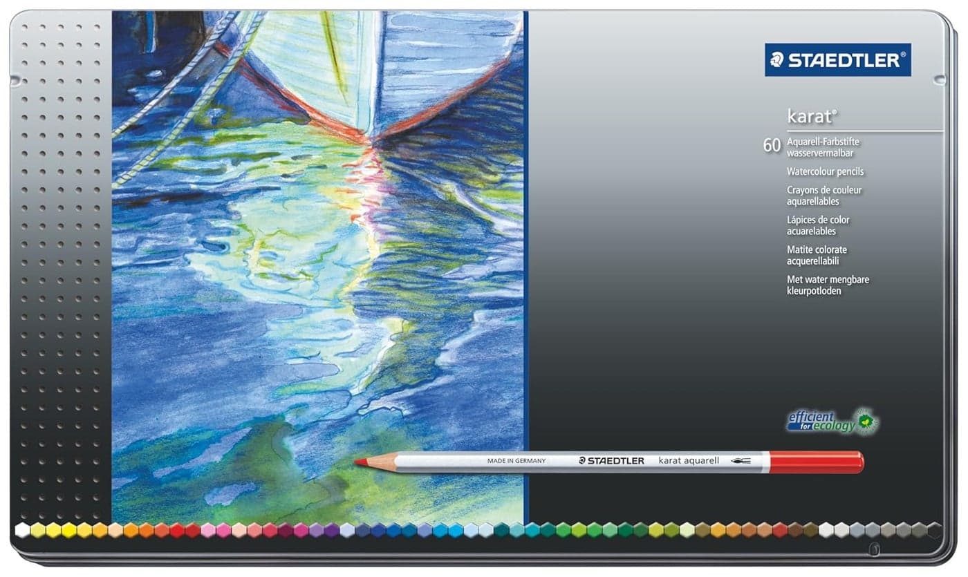 Staedtler Karat Aquarell Premium 125M60 Watercolor Pencil Set in Metal Box Pack of 60