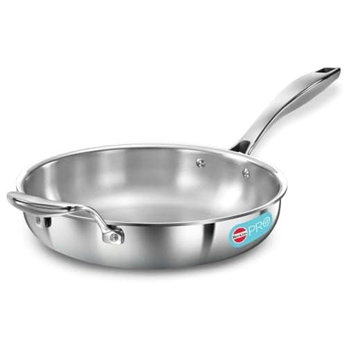 Hawkins Pro 26 cm Frying Pan, Triply Stainless Steel Fry Pan with Stainless Steel Handle, Silver (PSF26)