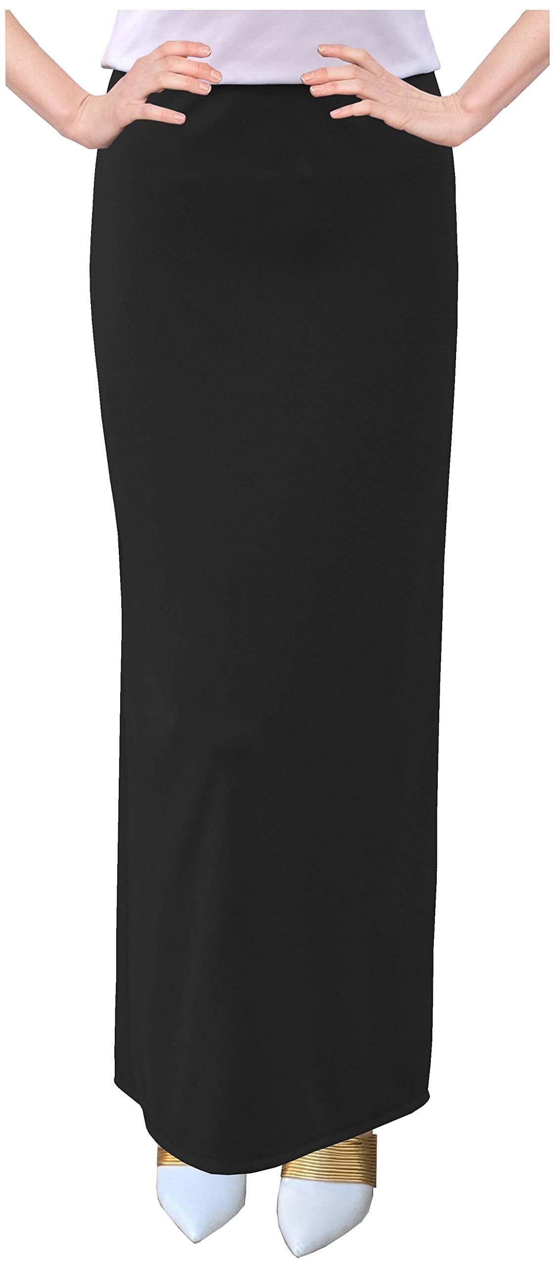 Baby'O Women's Basic Modest 37" Ankle Length Stretch Knit Straight Skirt (Black - 6)