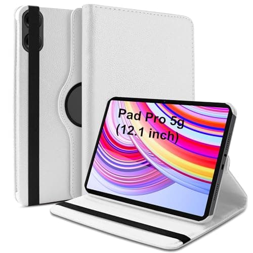 TGK 360 Rotatable Smart Flip Case Cover for Redmi Pad Pro 12.1 inch Tablet (White)