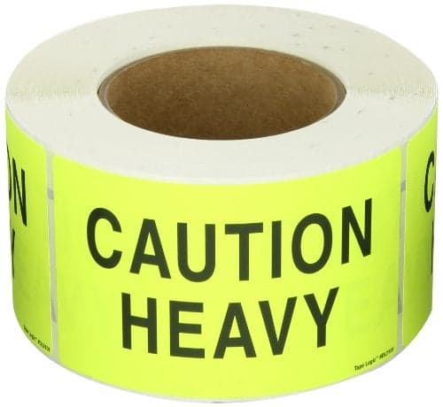 Aviditi Tape Logic 3" x 5","Caution Heavy" Fluorescent Yellow Warning Sticker, for Shipping, Handling, Packing, and Moving (1 Roll of 500 Labels)