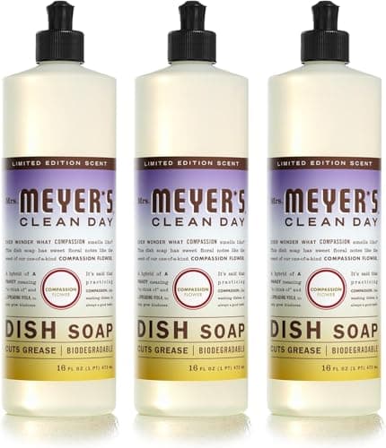 MRS MEYERS CLEAN DAY Liquid Dish Soap Biodegradable Formula Compassion Flower 16 fl oz Pack of 3