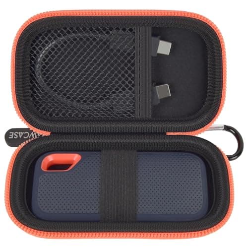 GWCASE Hard Case for SanDisk Extreme Portable SSD 1TB 2TB 4TB 8TB 500GB, External for Solid State Drive Travel Carrying Holder with Mesh Pocket for USB Cables & SD Cards (Bag Only)-Orange Zipper