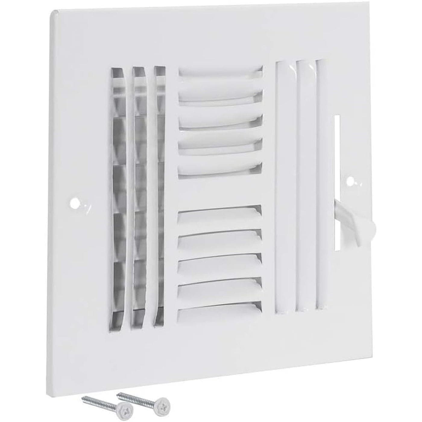 EZFLO 6 x 6 Inch Duct Opening Air Vent Cover for Wall or Ceiling FourWay Ventilation Register Solid Steel HVAC Register Cover White 61617