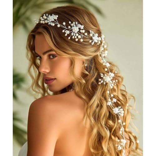 Unicra Wedding Crystal Flower Hair Vine Bridal Headpiece Headbands Wedding Hair Accessories for Brides (Rose Gold)