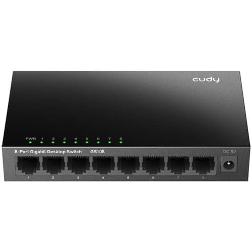 Cudy GS108 8 Port Gigabit Unmanaged Ethernet Network Switch Ethernet Splitter Plug Play Fanless Metal Design Shielded Ports Traffic Optimization