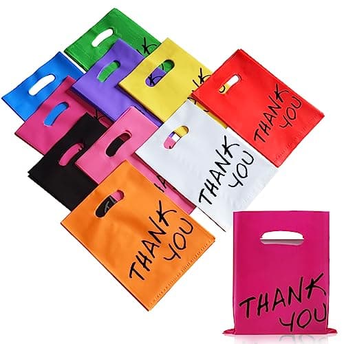 VieFantaisie Goodie Bags 100 PCS 6 x 8 Party Favor Bags Thank You Bags Small Gift Bags for Kids Merchandise Bags for Small Business Goody Bags for Weddings Christmas Halloween Craft10 Color