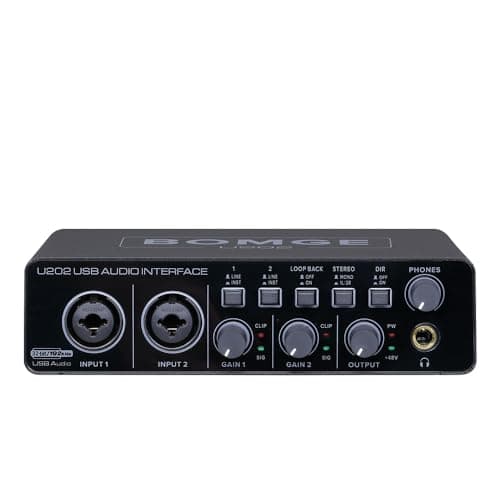 BOMGE U202 USB Audio Interface with Mic Preamplifier XLRTSRTS Ports48V32Bit192kHz Resolution fro computer recordingStreamingPodcasting