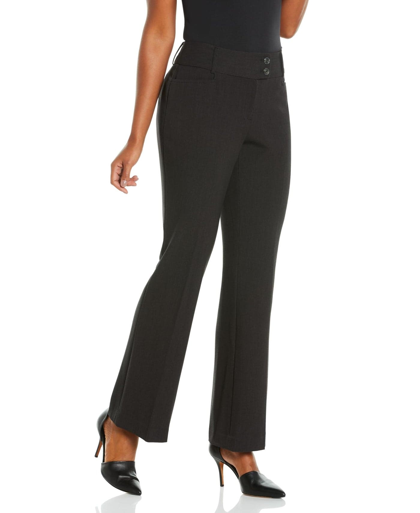 Rafaella Women's Regular Curvy Fit Gabardine Bootcut Dress Pants, Graphite, 10