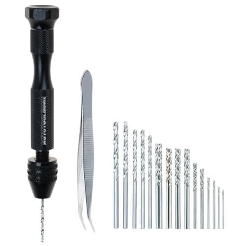Precision Pin Vise Hand Drill with 25pcs Micro Twist Drill Bits Set (0.5-3.0mm) Mini Hand Drill Rotary Tool for PCB,Metal,Wood,Jewelry,Plastic,Resin Manual Making DIY Assembling Drilling
