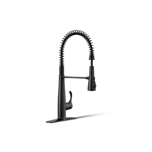 KOHLER 22033-BL Simplice Semi Professional Kitchen Sink Faucet, Commercial Faucet, Matte Black