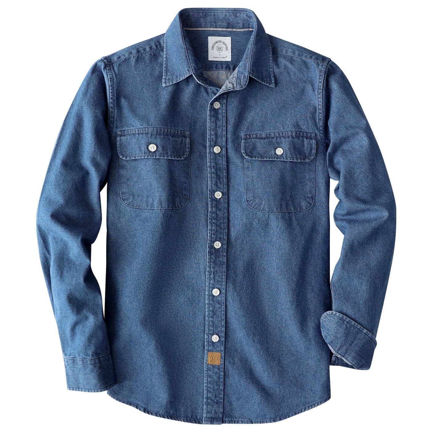 Dubinik Mens Denim Shirt Long Sleeve Button Down Cotton Regular Fit Casual Work Shirts Faded Blue