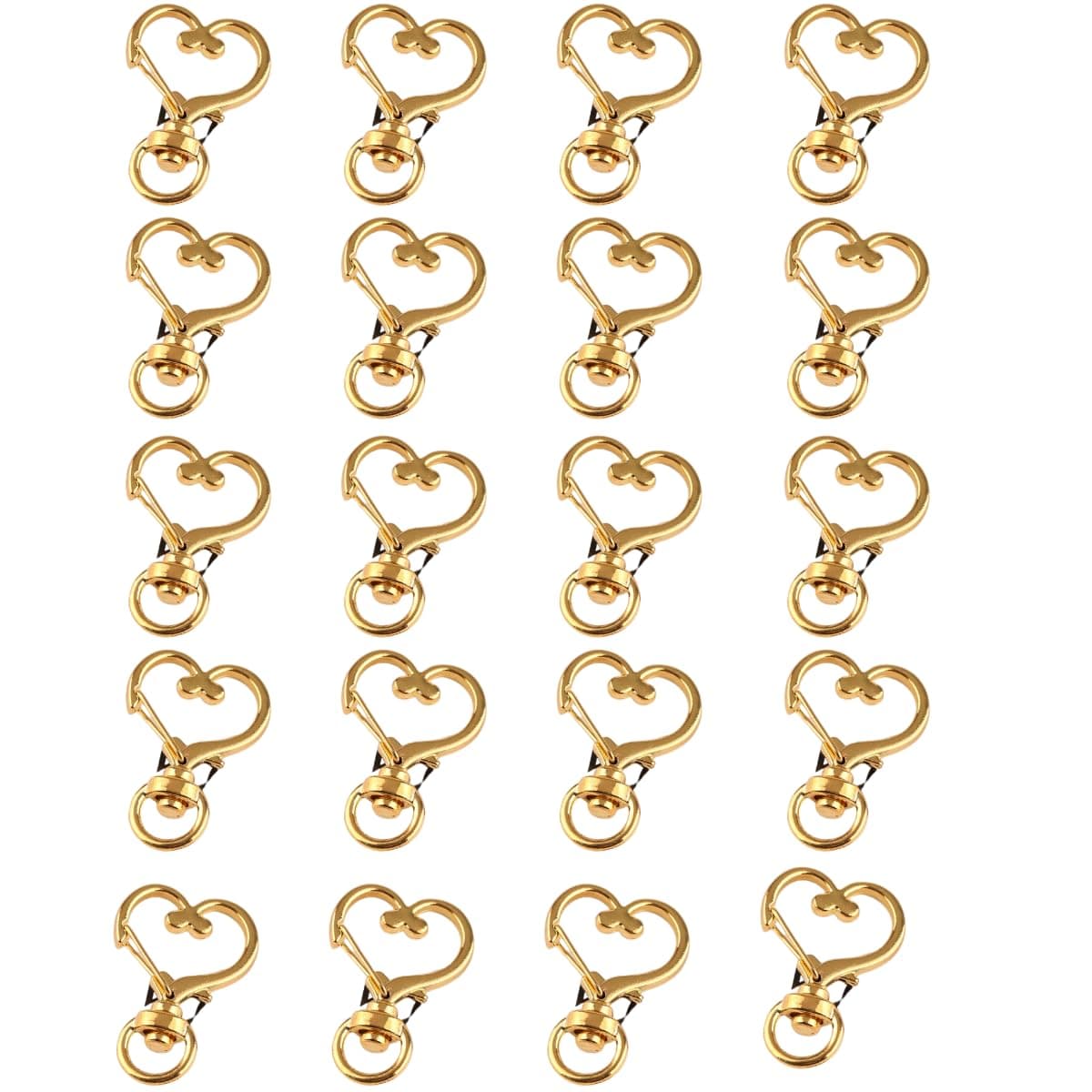 Snoogg Heart Shape Metal Keychain Keyring 360 Degrees Swivel Lobster Clasp Snap Hook for Making Key Ring Pendant, Bags Pendant and Other Accessories (20)