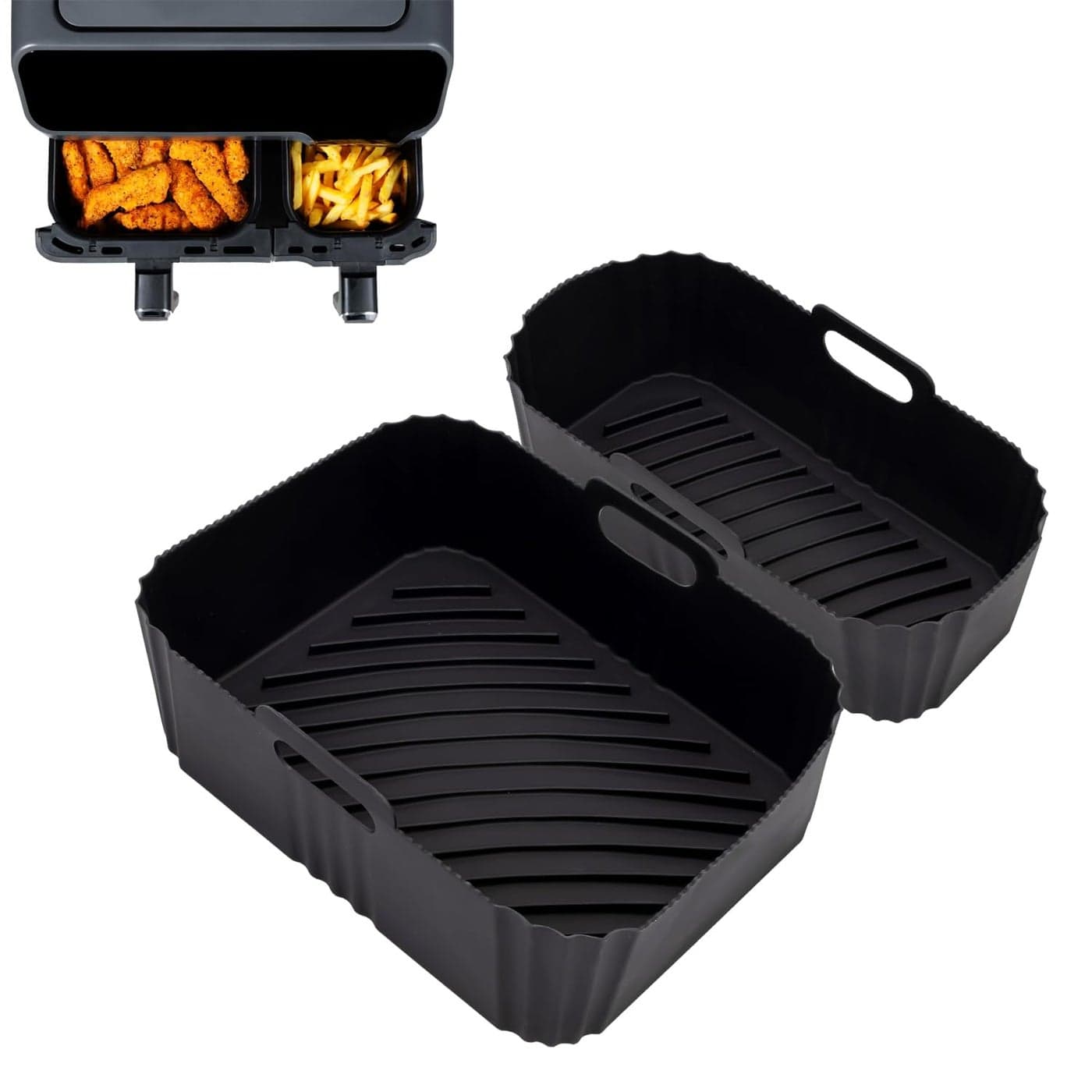 Reusable Air Fryer Liners for Tefal Easy Fry 52L31L Dual Air Fryer Accessories Air Fryer Silicone Liners Reusable Air Fryer Inserts for Lakeland 5L3L Tower T17099 52L33L Salter 55L35L