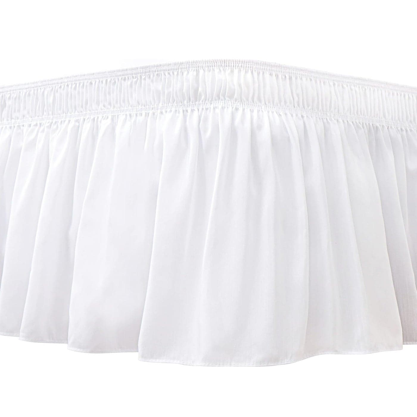 Biscaynebay Wrap Around Bed Skirts for Queen Beds with Short Drop of 12 White Adjustable Elastic Dust Ruffles Easy Fit Wrinkle Resistant Silky Luxurious Fabric Machine Washable