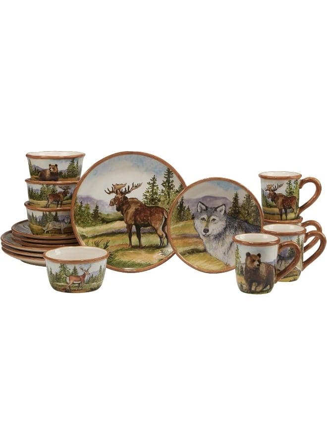 Certified International Mountain Summit 16pc Dinnerware Set Service for 4 Multicolor