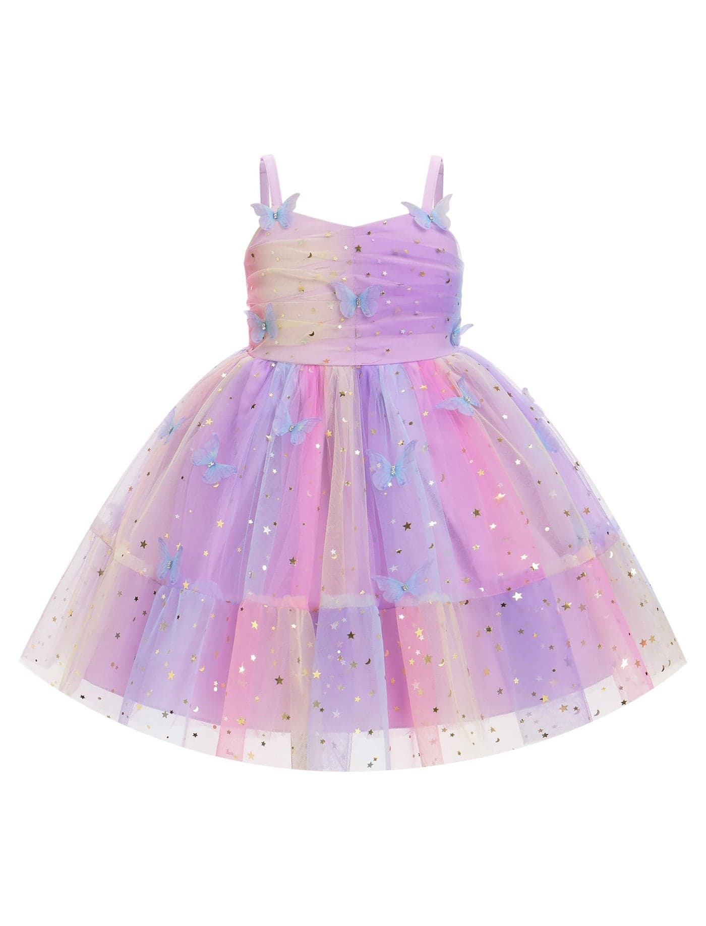 IMEKIS Fairy Dress for Girl: 1st 2nd Birthday Outfit Cake Smash Spring Wedding Guest Kids Toddler Graduation Princess Sparkly Tulle Tea Party Formal Pageant Gowns Rainbow Purple Butterfly 12-18 Months