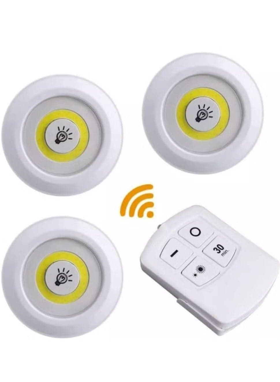 3-Piece Wireless Remote Controlled Under Cabinet LED Lights White 10x10x9centimeter